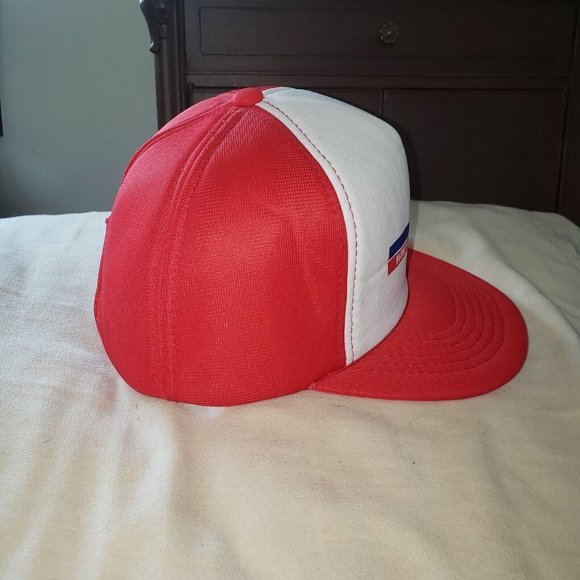Vtg Morton Building Hat Snapback Trucker Cap Foam Red White Adjustable - Picture 4 of 8